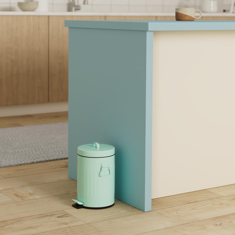 mingol Bathroom Trash Can with Lid, Small Waste Basket for Home Bedroom, Retro Step Garbage Can with Soft Close, Vintage Office Trash Can, 5 Liter/ 1.3 Gallon, Glossy Mint Green - Image 2